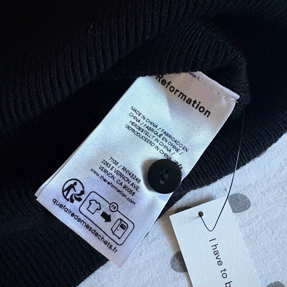 Reformation Meadow Regenerative Merino Cardigan Black - Size S - Picture 9 of 11